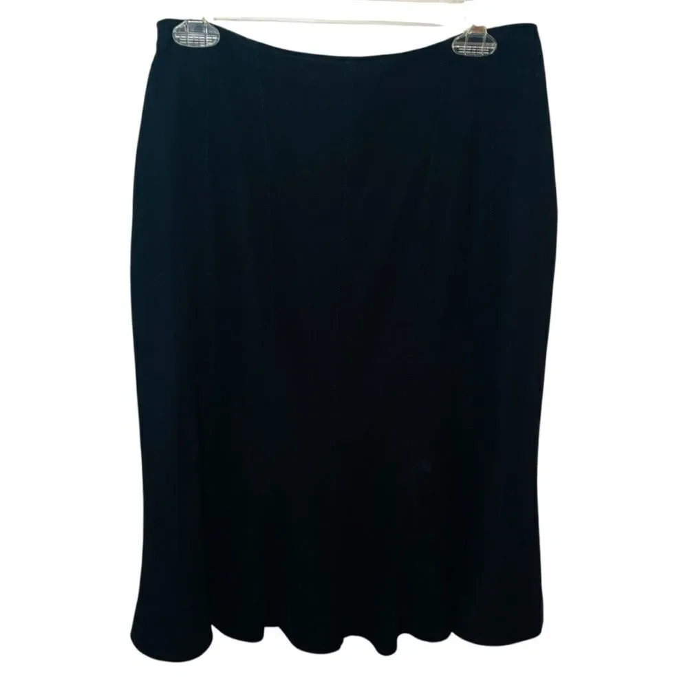 Peck & Peck Black Flared Knee Length Skirt Work Careerwear 8 - Picture 4 of 10